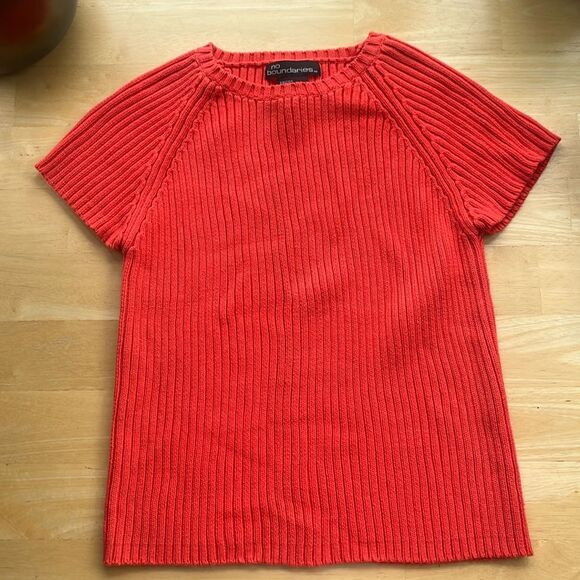 Y2K Ribbed No Boundaries Knit Sweater Tee XL - Picture 1 of 5